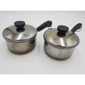 Revere Ware Made In USA Copper Bottom Pan Lid Lot of 2